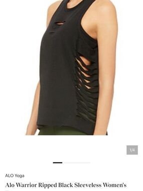 ALO Yoga Black Ripped Sleeveless Tank Top